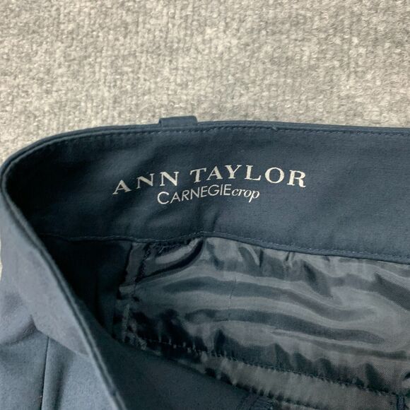 Ann Taylor Carnegie Crop Pants Womens 2 Navy Low Rise Flat Front Straight Chino - Picture 6 of 13